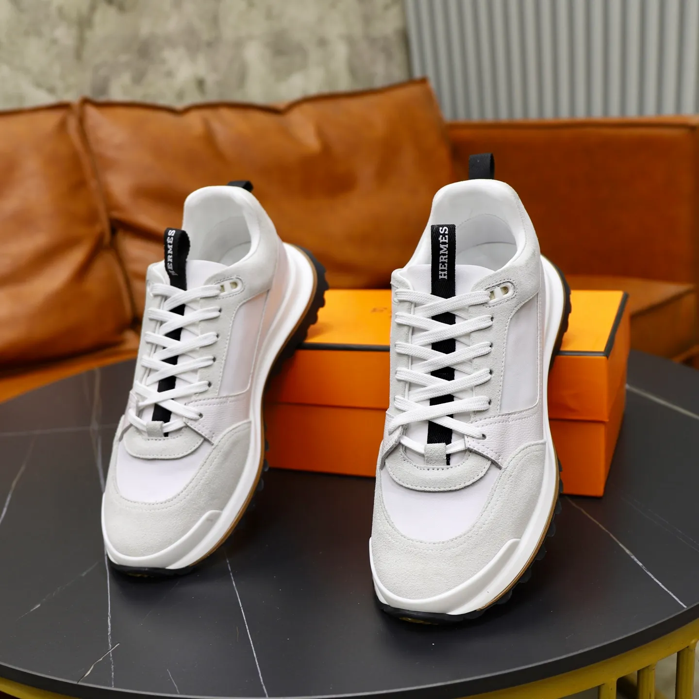 Men's shoes: 462💰🎬【Hermès】Official website synchronization Counter quality French Paris catwalk style Simple and classic Imported original fabric Original outsole Size (size): 38-44